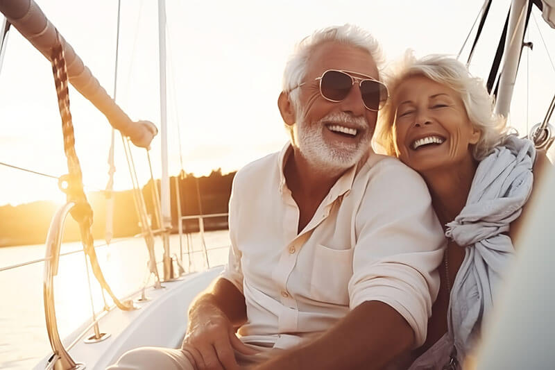 retired couple on boat